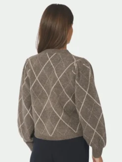 Koteas Check Knit Cardigan Taupe