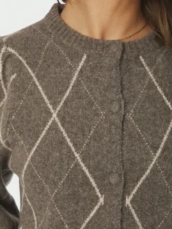 Koteas Check Knit Cardigan Taupe