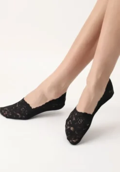Lacy No Show Socks Black