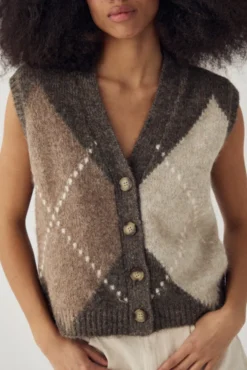 Laiana Knit Vest Ash Brown Mix