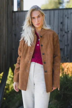 Lauren Leather Jacket Camel Suede