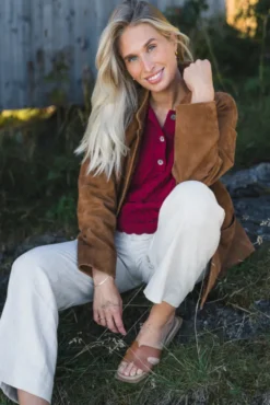 Lauren Leather Jacket Camel Suede