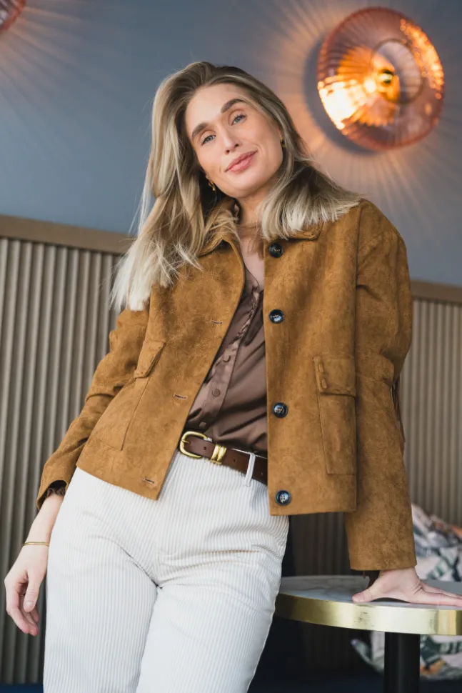 Lauron Faux Suede Jacket Cognac