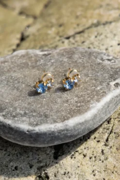 Leah Earrings Gold Blue Combo