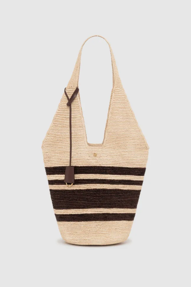 Leah Stripes Hobo Raphia Natural/Brown