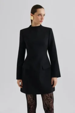 Leanna High Neck Mini Dress Black