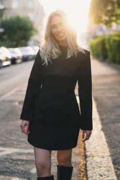 Leanna High Neck Mini Dress Black