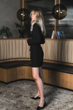 Leanna High Neck Mini Dress Black
