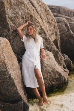 Lea 2/4 Shirt Dress Egret