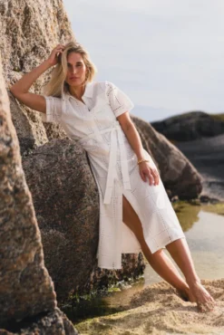 Lea 2/4 Shirt Dress Egret