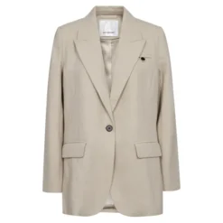 Leena Linen Fitted Blazer Bone