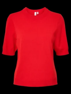 Lena SS Knit Pullover Fiery Red