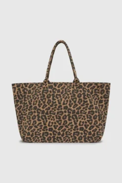 Leo Canvas Tote Black And Brown Leopard