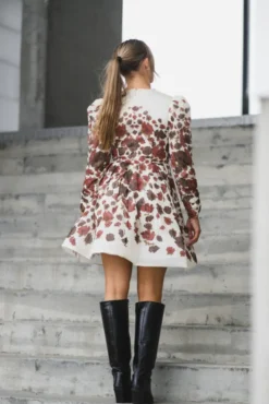 Leoni Silk Blend Mini Dress Wine Peony
