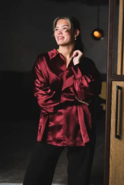 Leonora Satin Blouse Cabernet