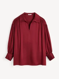 Leonora Satin Blouse Cabernet