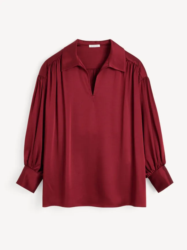 Leonora Satin Blouse Cabernet