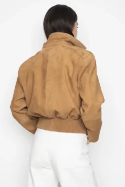 Lex Bomber Jacket Light Camel Suede