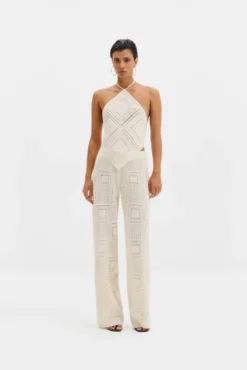 Lia Halterneck Crochet Top Vanilla