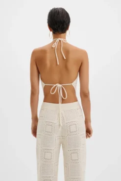 Lia Halterneck Crochet Top Vanilla