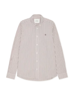 Light Oxford Striped Shirt Chocolate Truffle Red