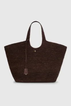 Lili Tote Raphia Dark Brown