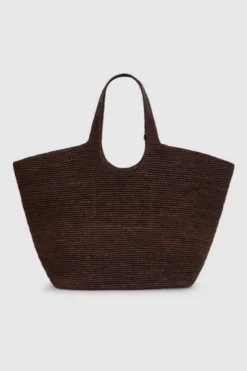 Lili Tote Raphia Dark Brown