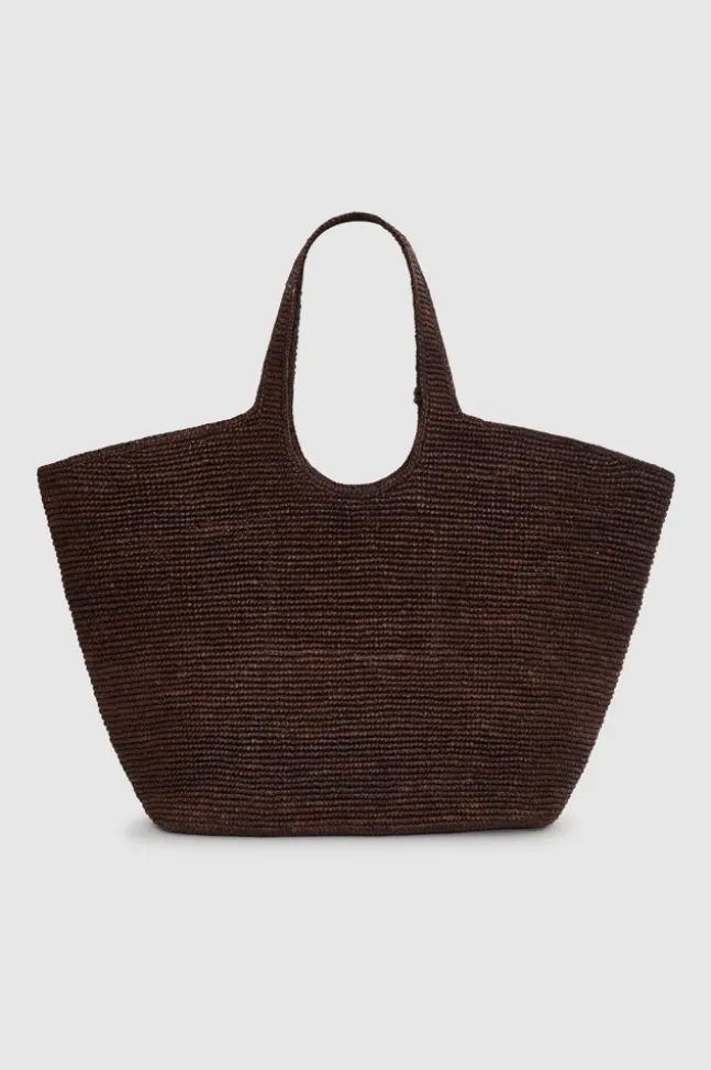 Lili Tote Raphia Dark Brown