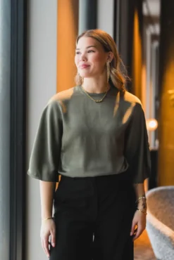 Liora Heavy Sateen Blouse Cold Army