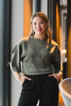 Liora Heavy Sateen Blouse Cold Army