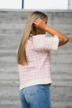 Livia SS Knit Cardigan Birch Rose Violet/Ballerina