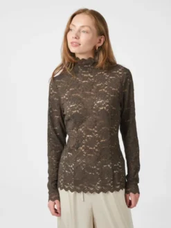 Liza Laceflower Blouse Chocolate Brown