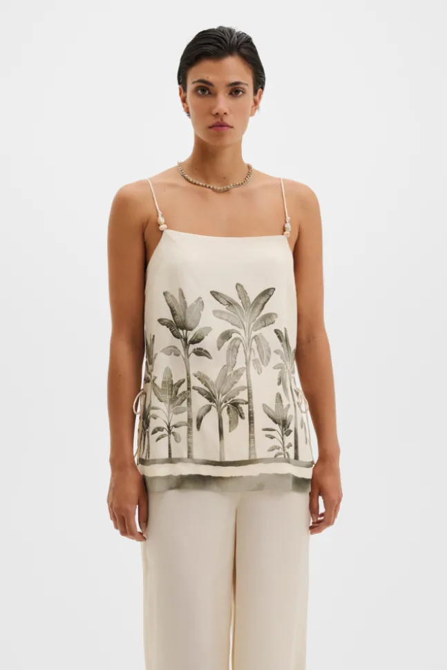 Lizly Beaded Strappy Top Palm