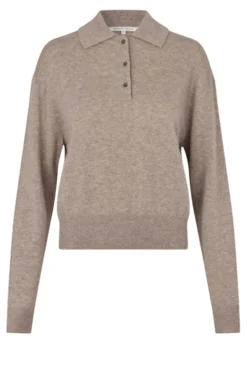 Longo Knit LS Collar Mid Brown Melange
