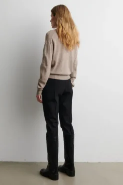 Longo Knit LS Collar Mid Brown Melange