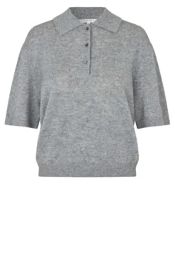 Longo SS Knit Collar Mid Grey Melange