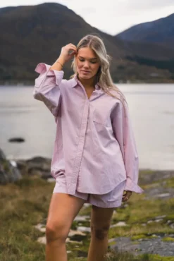 Loose Stripe Shirt Pink Mix
