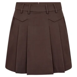 Luna Pocket Pleat Mini Skirt Dark Brown