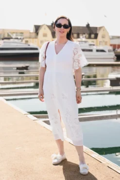 Lunette Emb Dress White