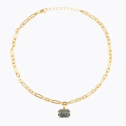 Lydia Chain Necklace Gold Black Diamond
