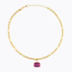 Lydia Chain Necklace Gold Dark Rose