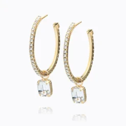 Lydia Loop Earrings Gold Crystal