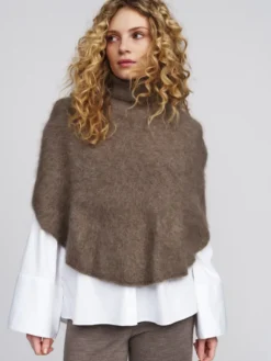 Maiken Brushed Poncho Light Brown