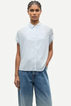 Majan SS Shirt 9942 Gray Dawn Small Stripe