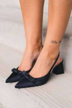 Maralyn Bow Slingback Satin Black
