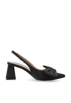 Maralyn Slingback Bow Satin Black