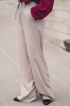 Marceli HW Pants Long Warm Light Grey Melange