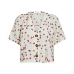 Maris Flower SS V-Shirt Offwhite
