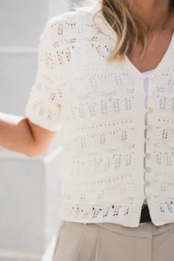 Marisini Stitch Polo Knit Top Offwhite