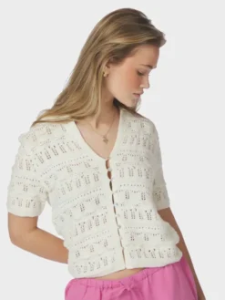 Marisini Stitch Polo Knit Top Offwhite